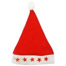 Weihnachtsmütze Nikolausmütze Santa Xmas Rot Schlicht 4 Sterne Kopfumfang ca. 48cm (3-4 Jahre)