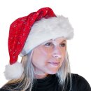 Weihnachtsmütze Nikolausmütze Dick Plüsch Rot Glitzer Mütze Santa Nikolaus Samt
