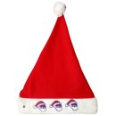 Weihnachtsmütze Nikolausmütze Santa Xmas Rot Schlicht 3 Weihnachtsmann Köpfe gestickt Leuchtend
