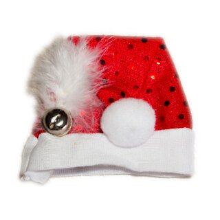 Haarspange Weihnachtsmütze Nikolausmütze Spange Santa Xmas Rot Glöckchen Mütze