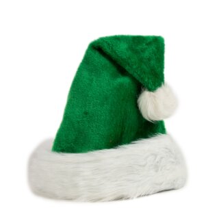 Weihnachtsmütze Nikolausmütze Plüsch Rand Grün Weihnachtsfeier
