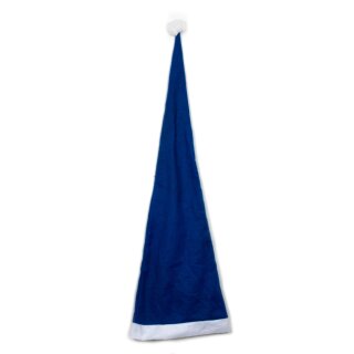 Lange Weihnachtsmütze Nikolausmütze Blau Uni Schlicht Mütze