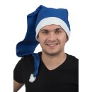 Lange Weihnachtsmütze Nikolausmütze Blau Uni Schlicht Mütze