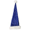 Große XXL Lange Weihnachtsmütze Nikolausmütze Glitzer Blau Santa Mütze Nikolaus