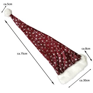 Weihnachtsmütze 150 Cm Rot – Langer Plüsch-Schal Mit Nikolaus-Look