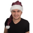 Große XXL Lange Weihnachtsmütze Nikolausmütze Glitzer Bordeaux Santa Mütze Nikolaus